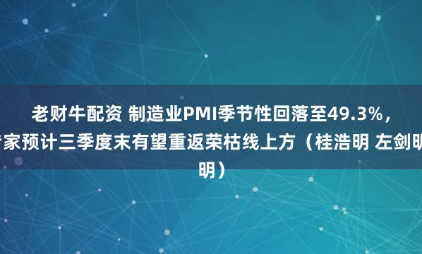 老财牛配资 制造业PMI季节性回落至49.3%，专家预计三季度末有望重返荣枯线上方（桂浩明 左剑明）